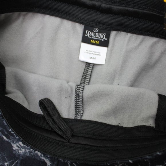 Spalding Black Marble Drawstring Neoprene Stretch Basketball Running Shorts sz M - Picture 3 of 5